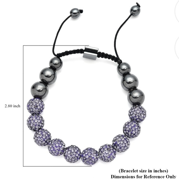 NEW Hematite & Amethyst Australian Crystal Shamballa Adjustable Beaded Bracelet - Picture 7 of 12